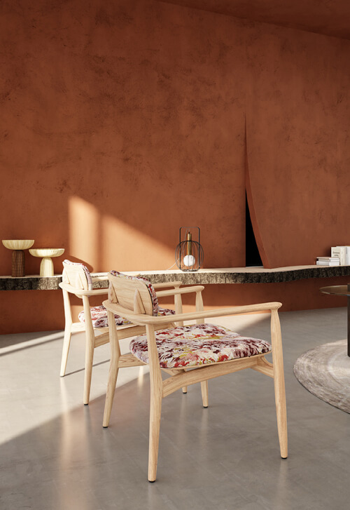 Borzalino Regina armchair – light solid wood armchairs with patterned fabric seats